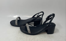 Load image into Gallery viewer, Melissa Womens Shiny Black Rhinestone Block Heel Ankle Strap Sandals Size 8