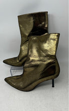 Load image into Gallery viewer, Zara Womens Golden Pointed Toe Pull-On Stiletto Ankle Booties Size 37