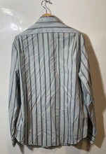 Load image into Gallery viewer, Authentic Armani Collezioni Mens Blue Gray Striped Cotton Button-Up Shirt Size L