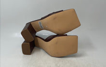 Load image into Gallery viewer, Liliana Womens Brown Leather Open Toe Block Heel Slip-On Slide Sandals Size 6.5