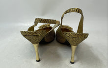Load image into Gallery viewer, J. Renee Womens Gold Pointed Toe Kitten Slingback Heels Size 9.5M