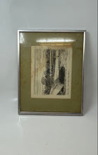 Load image into Gallery viewer, Vintage Square Framed Black And White Canal View Boat Scene Painting
