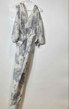 Load image into Gallery viewer, Lovestitch Womens White & Blue Leaf Print Sheer Smocked Waist Maxi Dress Size S