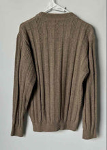 Load image into Gallery viewer, Oscar De La Renta Mens Beige Knit Long Sleeve Crew Neck Pullover Sweater Size M