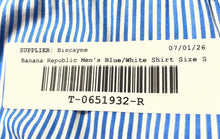 Load image into Gallery viewer, Banana Republic Mens Blue White Cotton Camden Fit Short Sleeve Button-Up Shirt S