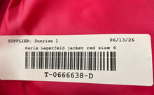 Load image into Gallery viewer, Karl Lagerfeld Womens Red Long Sleeve Crew Neck Front Full-Zipper Jacket Size 6