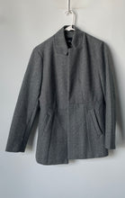 Load image into Gallery viewer, Chouyatou Womens Gray Herringbone Pattern Classic Open Front Blazer Size M