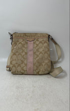 Load image into Gallery viewer, Coach Womens Brown Signature Stripe Canvas Zip Top Swingpack Crossbody Handbag