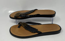 Load image into Gallery viewer, Coach Womens Black Brown Leather Slip-On Flat Flip-Flop Sandals Size 7B