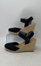 Load image into Gallery viewer, Kelly & Katie Womens Banner Black Round Toe Wedge Heel Espadrille Sandals Sz 8M