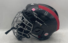 Load image into Gallery viewer, CCM FM50S Black And Red Ice Hockey Helmet Combo With Flip-Up Caged Facemask