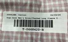 Load image into Gallery viewer, Hugo Boss Mens Pink White Plaid Long Sleeve Regular Fit Dress Shirt Size 41/16