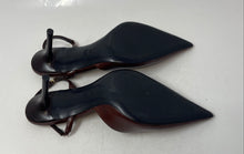 Load image into Gallery viewer, Zara Womens Brown Leather Buckle Pointed Toe Slingback Heels Size EUR 40