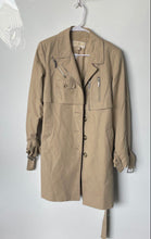 Load image into Gallery viewer, Michael Kors Womens Beige Long Sleeve Button Front Belted Trench Coat Size M