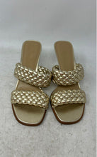 Load image into Gallery viewer, Michael Kors Womens Nadia Gold-Tone Leather Braided Strap Mule Heels Size 7.5M
