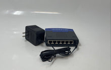 Load image into Gallery viewer, Linksys EZXS55W Blue Black 5 Port Workgroup Ethernet Switch Not Tested
