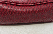 Load image into Gallery viewer, Michael Kors Womens Red Snakeskin Embossed Leather Zipper Satchel Handbag