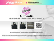 Load image into Gallery viewer, Authentic Marc By Marc Jacobs Womens Black Leather Zip Top Tote Bag Stained