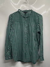 Load image into Gallery viewer, J Crew Womens Green White Plaid Print Cotton Long Sleeve Blouse Top Size 2