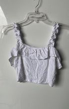 Load image into Gallery viewer, Forever 21 Womens White Sleeveless Square Neck Ruffle Cropped Tank Top Size S