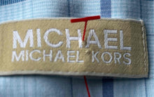 Load image into Gallery viewer, Michael Kors Mens Light Blue Printed Cotton Regular Fit Dress Shirt Size 16