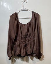 Load image into Gallery viewer, Nine West Womens Brown Long Sleeve V-Neck Pullover Blouse Top Size Large
