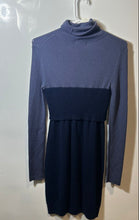 Load image into Gallery viewer, Lacoste Womens Blue Gray Colorblock Knitted Turtleneck Sweater Dress Size 42