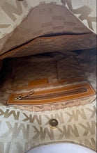 Load image into Gallery viewer, Michael Kors Womens Beige Brown Signature Print Double Handle Lined Shoulder Bag
