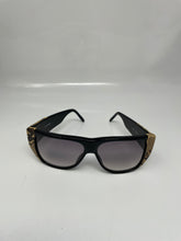 Load image into Gallery viewer, Harve Bernard Women's Black Sunglasses with Brown Snake Skin Details