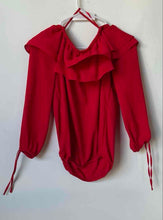 Load image into Gallery viewer, Michael Kors Womens Red Long Sleeve Off The Shoulder Ruffle Blouse Top Size XS