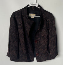 Load image into Gallery viewer, Michael Kors Womens Brown Printed 3/4 Sleeve Cropped Jacket Size L/G