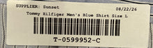 Load image into Gallery viewer, Tommy Hilfiger Mens Blue Striped Cotton Long Sleeve Collared Dress Shirt Size L