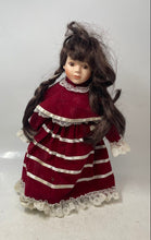 Load image into Gallery viewer, Vintage Collectible Laura Red Handmade Dress Bisque Porcelain Doll