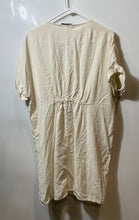 Load image into Gallery viewer, Zara Womens Beige Short Sleeve V-Neck Button Front Pockets Mini Dress Size L
