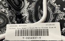 Load image into Gallery viewer, Michael Kors Womens Black White Paisley Tie-Neck Tunic Blouse Top Size M