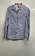 Load image into Gallery viewer, U.S. Polo Assn. Womens Blue White Striped Long Sleeve Button-Up Shirt Size L