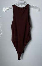 Load image into Gallery viewer, Zara Womens Brown Crew Neck Sleeveless Collarless Bodysuit Top Size Small
