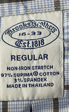 Load image into Gallery viewer, Brooks Brothers Mens Light Blue Plaid Non-Iron Stretch Regular Dress Shirt 16-33