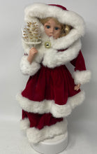 Load image into Gallery viewer, Vintage Collectible Blonde Curly Hair Play Doll In Red Christmas Dress w/ Stand