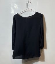 Load image into Gallery viewer, Express Womens Black 3/4 Sleeve Keyhole Neck Pullover Blouse Top Size Medium