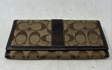 Load image into Gallery viewer, Coach Womens Brown Beige Signature Print Credit Card Slot Bifold Wallet