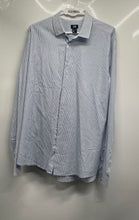 Load image into Gallery viewer, H&M Mens Blue White Cotton Long Sleeve Collared Button-Up Shirt Size Large