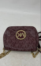 Load image into Gallery viewer, Michael Kors Womens Red Signature Print Semi-Chain Strap Crossbody Bag