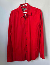 Load image into Gallery viewer, Express Mens 1MX Red Spread Collar Long Sleeve Stretch Dress Shirt Size Large