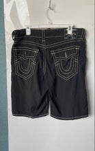 Load image into Gallery viewer, True Religion Mens Black Ricky Big T-Stitch Swim Board Shorts Size 33