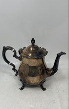 Load image into Gallery viewer, Silver-Tone Engraved Chippendale Scroll Handle Serving Coffee & Tea Pot With Lid