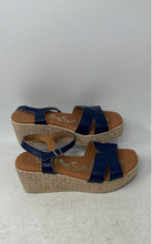 Load image into Gallery viewer, Oh! My Sandals Womens Madrid Blue Leather Wedge Heel Espadrille Sandals EUR 37