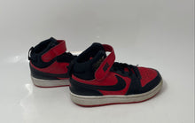Load image into Gallery viewer, Nike Kids Court Borough Mid 2 Black Red Leather Sneaker Shoes Size 12.5C