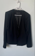 Load image into Gallery viewer, BCBGMaxazria Womens Black Long Sleeve Collarless Open Front Blazer Size L