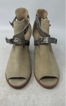 Load image into Gallery viewer, Ariat Womens Cream Brown Leather Peep Toe Block Heel Ankle Booties Size 7.5 B